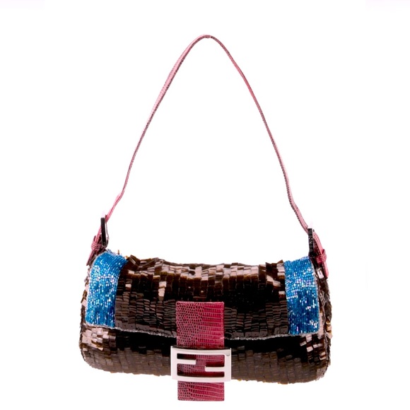 Fendi Handbags - Fendi baguette sequins marron purple blue bag handbag